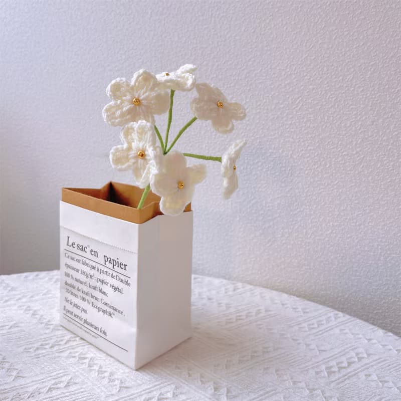 手工鉤針粉花甜兔花束新奇居家擺件新奇居家擺件