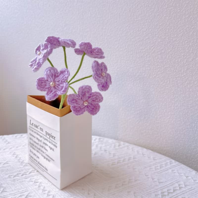 手工鉤針粉花甜兔花束新奇居家擺件新奇居家擺件