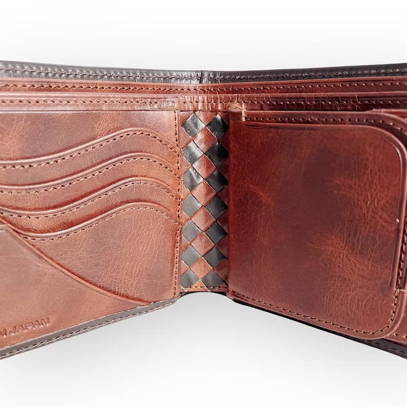 番外編Basicウォレット  ブライドルレザーD.brown×国内産仔牛革Brown