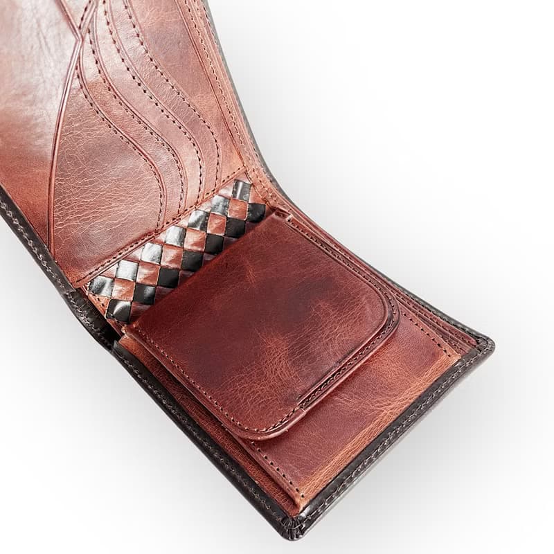 番外編Basicウォレット  ブライドルレザーD.brown×国内産仔牛革Brown