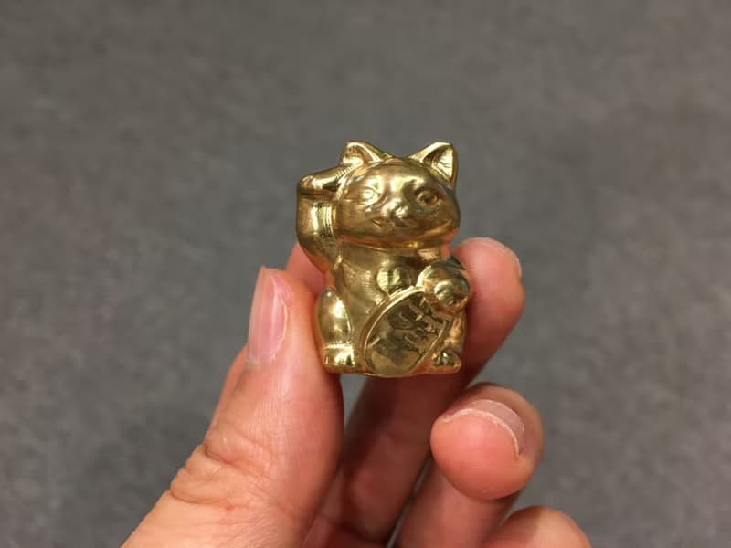 黃銅礦招財猫擺件 ( 1對 ) - 招福招好運