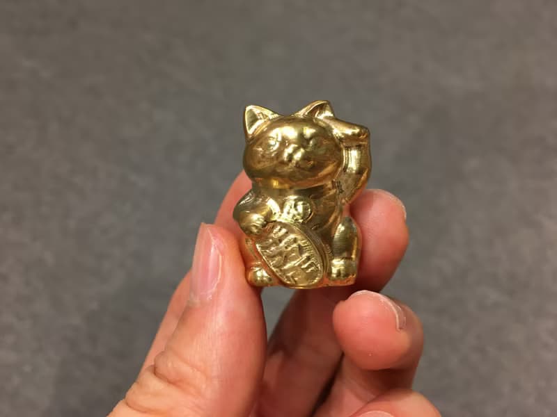 黃銅礦招財猫擺件 ( 1對 ) - 招福招好運