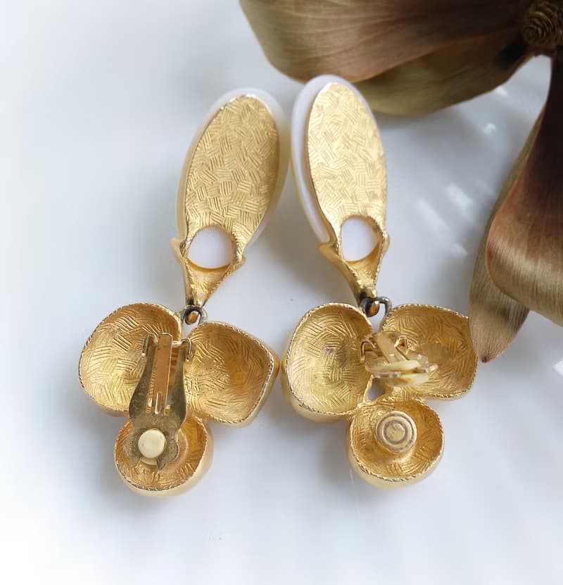 Vintage Jewelry 西洋古董飾品 啞光 仿珠吊墜 大耳環 夾式耳環
