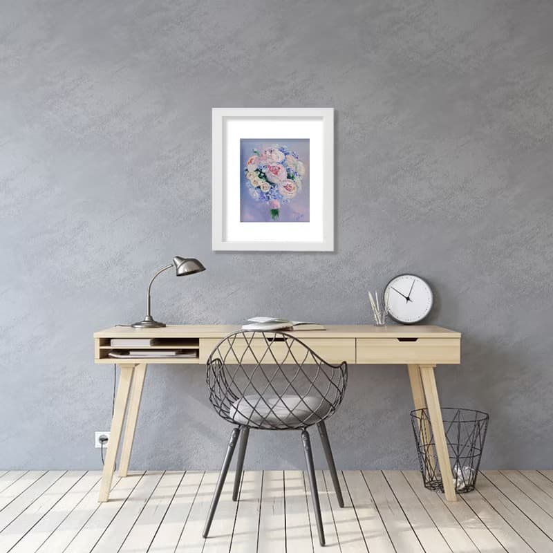 Peony Bouquet Painting Rose Original Wall Art Wedding Flower Oil Painting 12x10