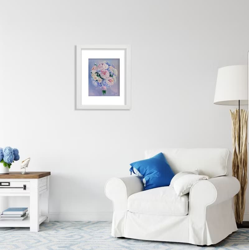 Peony Bouquet Painting Rose Original Wall Art Wedding Flower Oil Painting 12x10