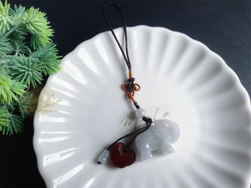 天然緬甸玉 翡翠 吉祥如意 象 設計款 包掛 禮物 車掛