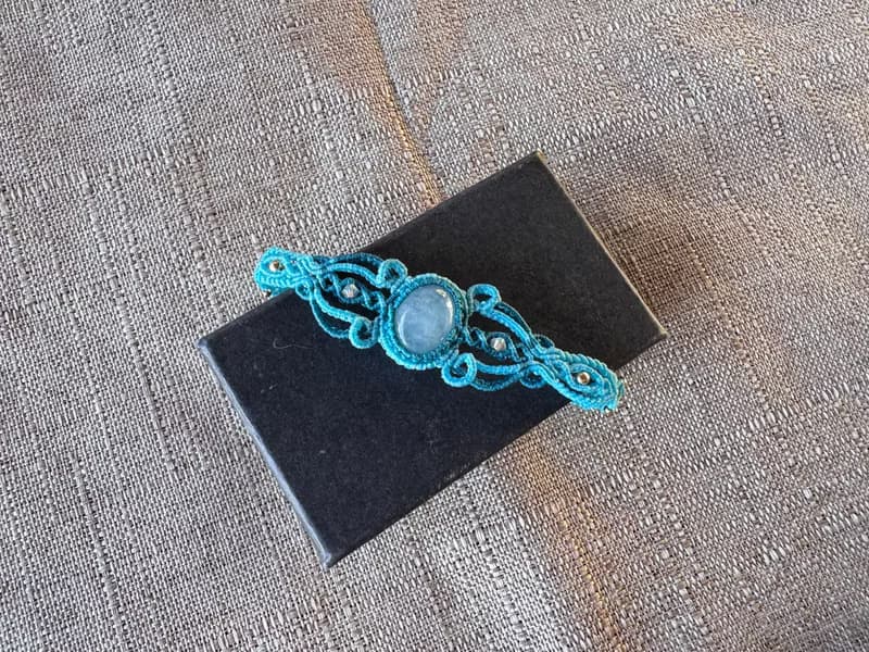 230625 Macrame 南美蠟線 海藍寶 手鍊