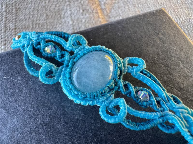 230625 Macrame 南美蠟線 海藍寶 手鍊