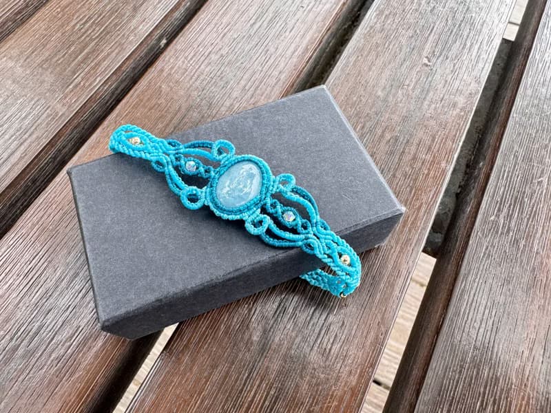 230625 Macrame 南美蠟線 海藍寶 手鍊