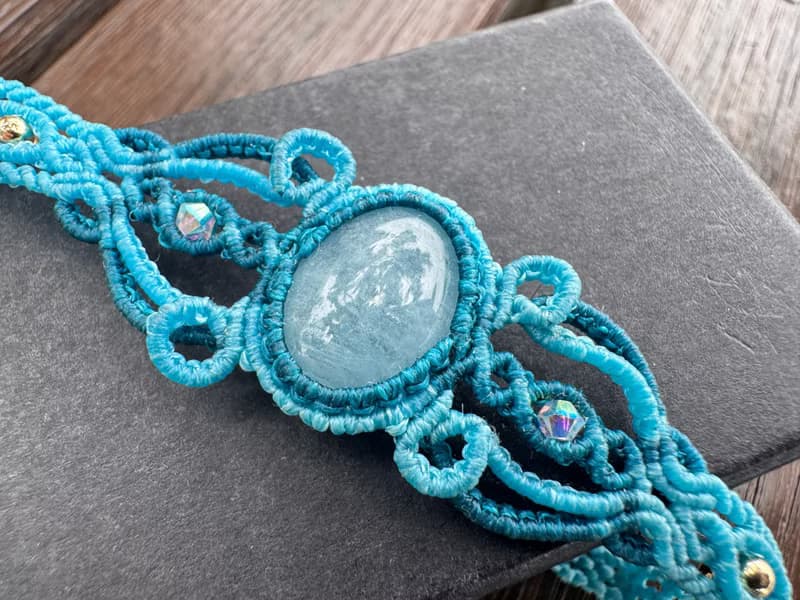 230625 Macrame 南美蠟線 海藍寶 手鍊
