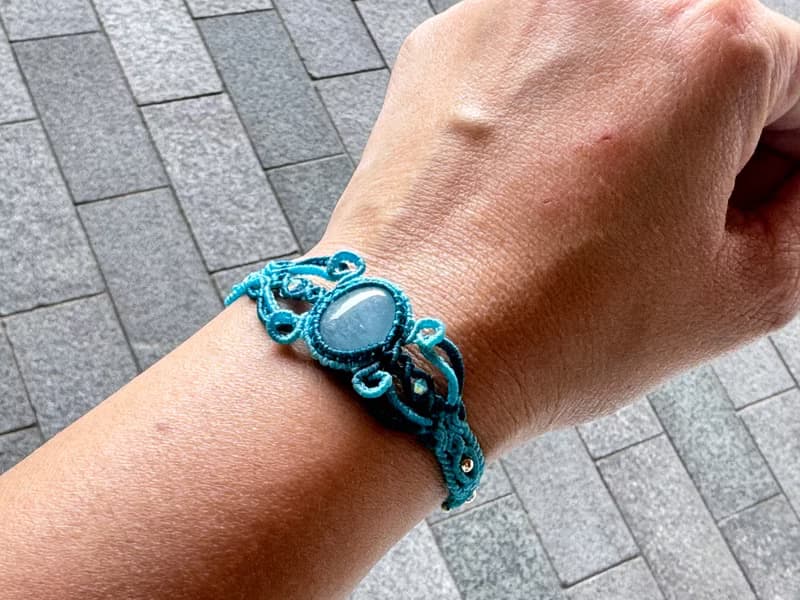 230625 Macrame 南美蠟線 海藍寶 手鍊