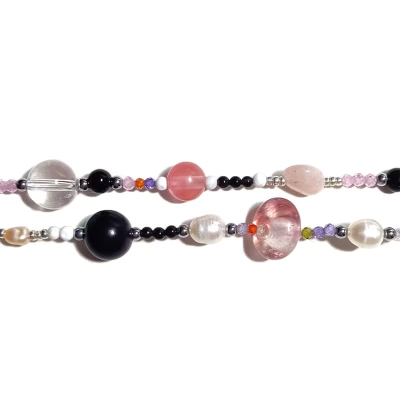 Black Pink Natural Stone Bracelet 012
