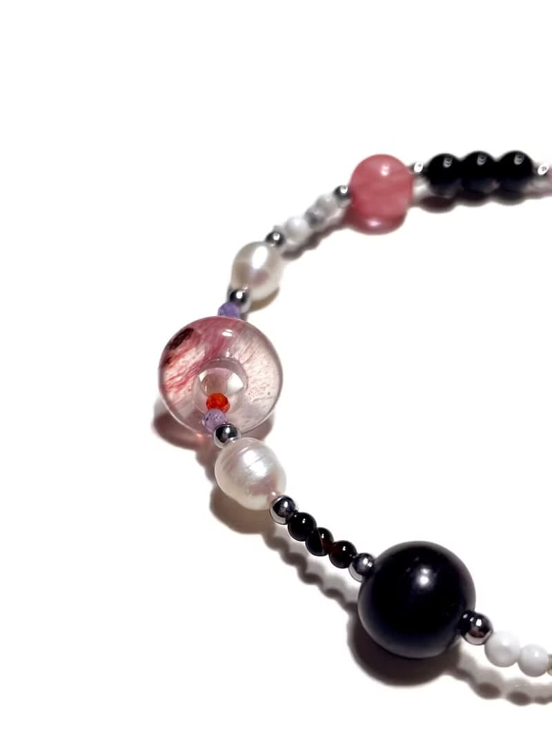 Black Pink Natural Stone Bracelet 012