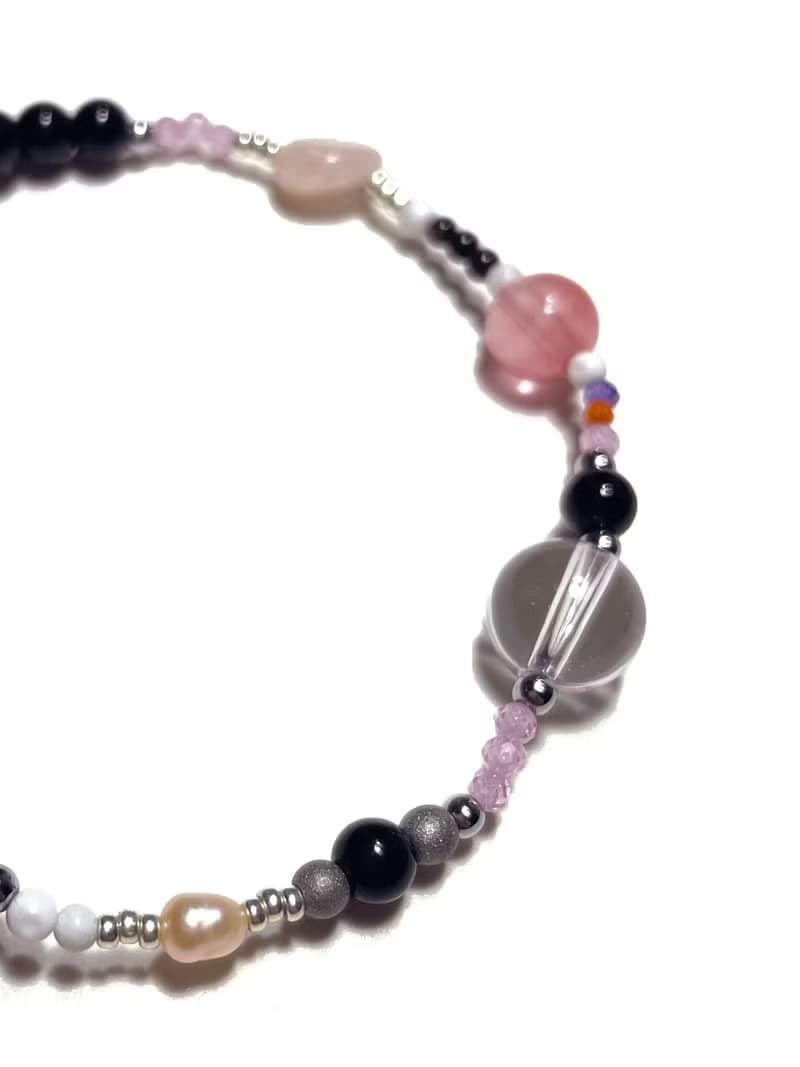 Black Pink Natural Stone Bracelet 012