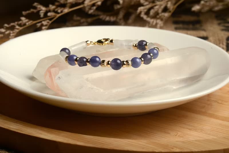 【神山晶礦】堇青丹泉長形白水晶手鍊/堇青/丹泉/白水晶