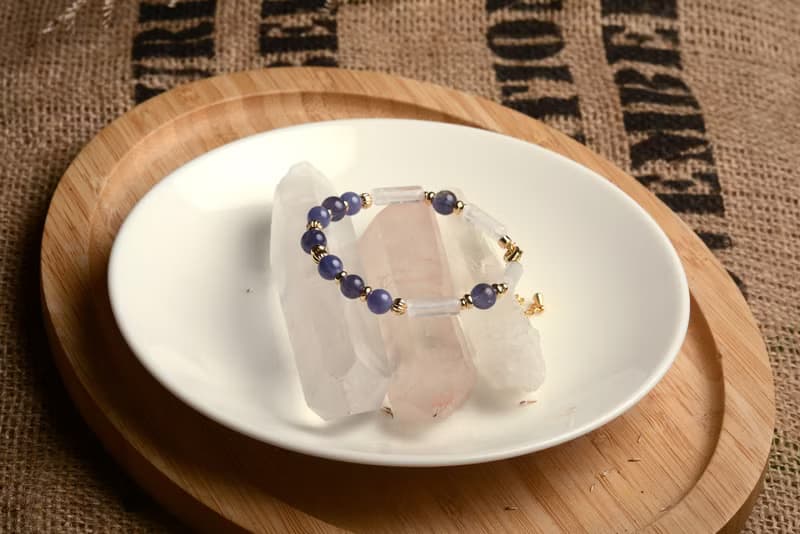 【神山晶礦】堇青丹泉長形白水晶手鍊/堇青/丹泉/白水晶