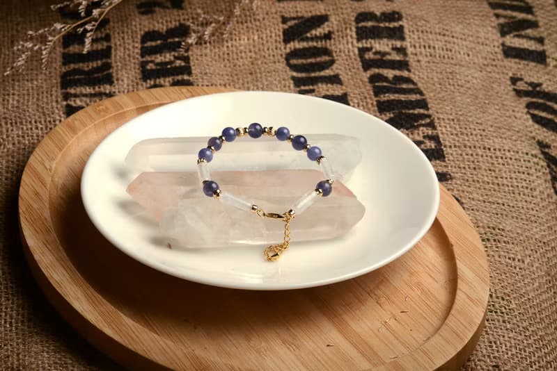 【神山晶礦】堇青丹泉長形白水晶手鍊/堇青/丹泉/白水晶