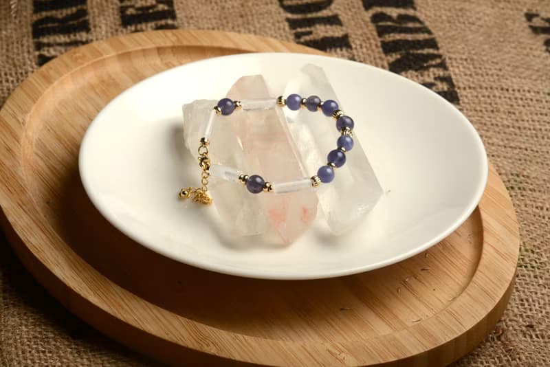 【神山晶礦】堇青丹泉長形白水晶手鍊/堇青/丹泉/白水晶