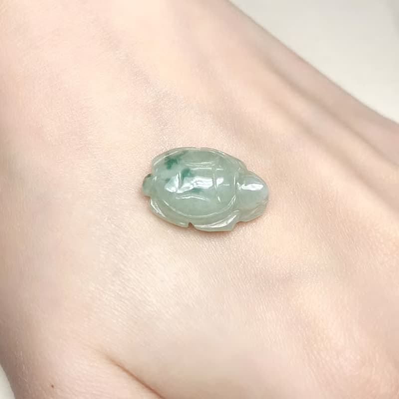 【吉祥‧長壽】冰飄藍花翡翠烏龜 | 天然緬甸A貨翡翠 | 送禮