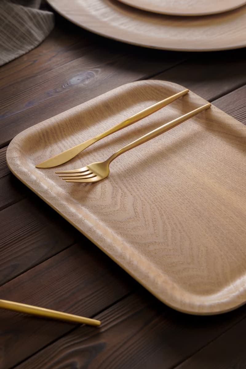 Islandoffer島嶼製作 水曲柳木長方碟 33*25 簡約木質淺餐碟(1件)