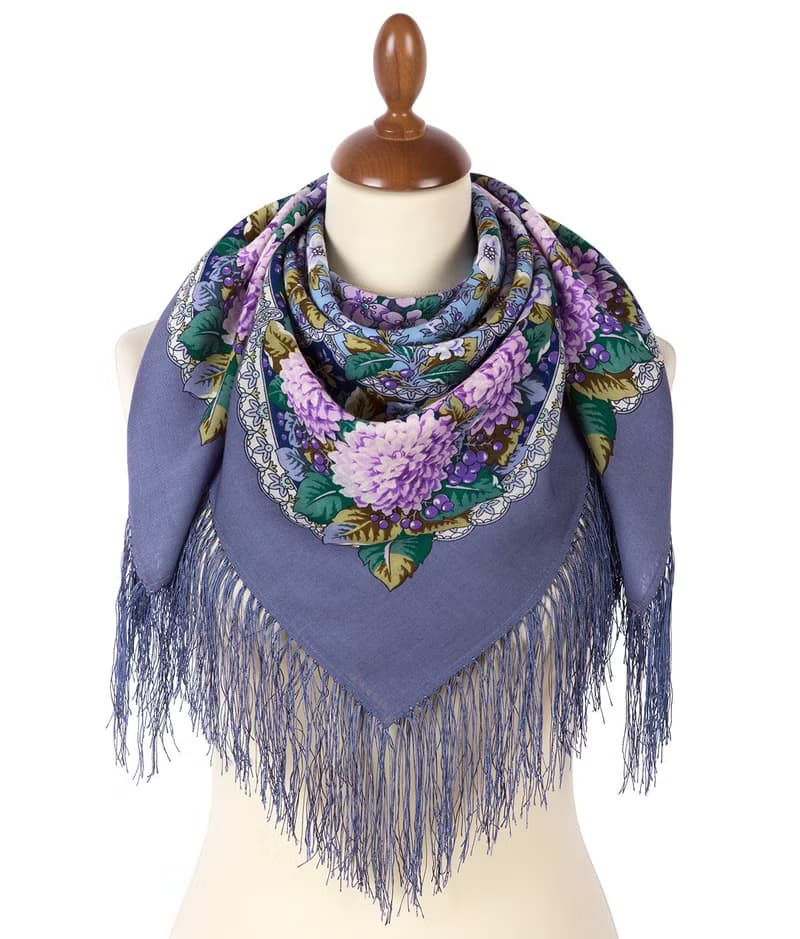 Authentic Pavlovo Posad Russian Shawl Scarf Soft 100% Wool 89x89 cm 1920-15