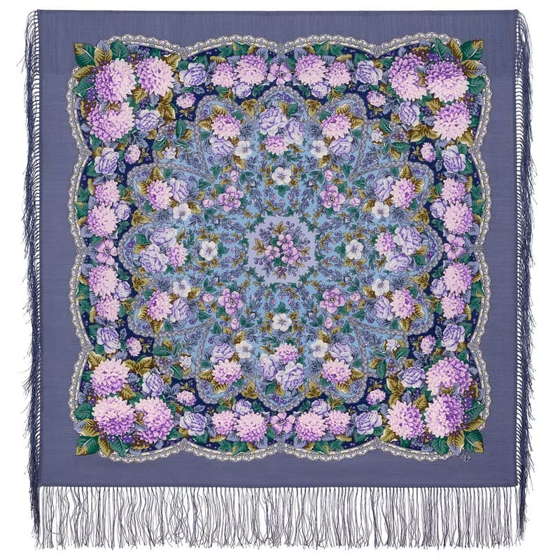 Authentic Pavlovo Posad Russian Shawl Scarf Soft 100% Wool 89x89 cm 1920-15