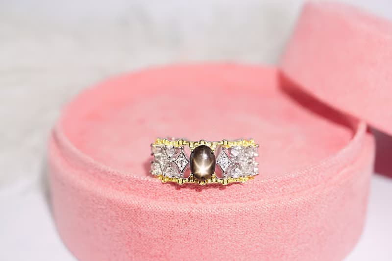 Natural Black Star Sapphire Ring Silver 925 adjustable rings