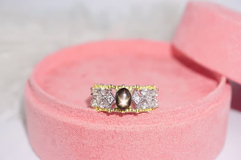 Natural Black Star Sapphire Ring Silver 925 adjustable rings