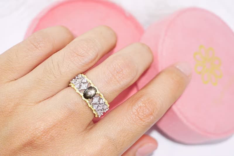 Natural Black Star Sapphire Ring Silver 925 adjustable rings