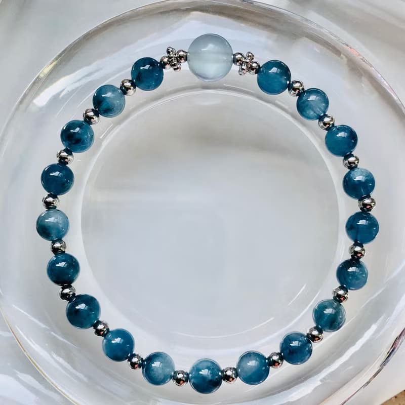 ITS-B653【設計款・精品6款・魔鬼海藍寶】天然石水晶手鍊手環