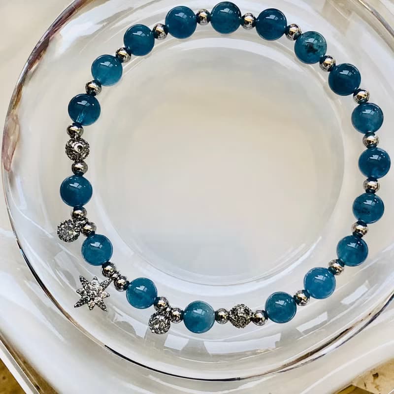 ITS-B653【設計款・精品6款・魔鬼海藍寶】天然石水晶手鍊手環