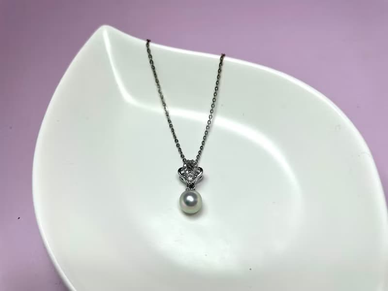 皇冠 天然海水珍珠 真多麻 鋯石 吊墜 贈項鏈