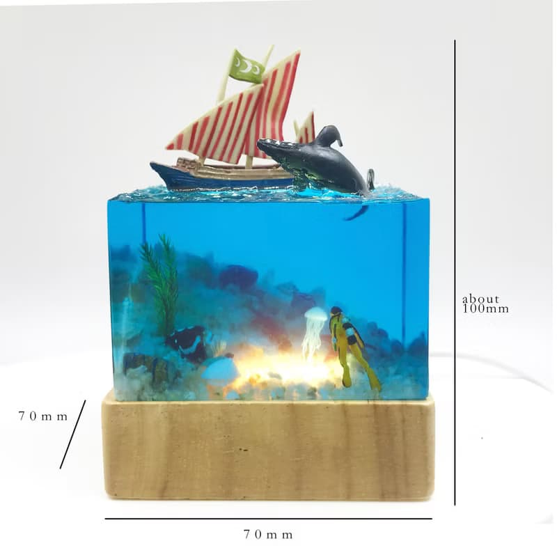 環氧樹脂工藝品/迷你海洋景觀/海底世界滴膠海洋擺件小夜燈