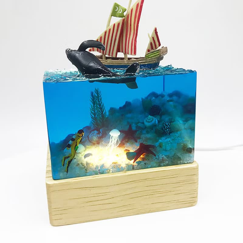 環氧樹脂工藝品/迷你海洋景觀/海底世界滴膠海洋擺件小夜燈
