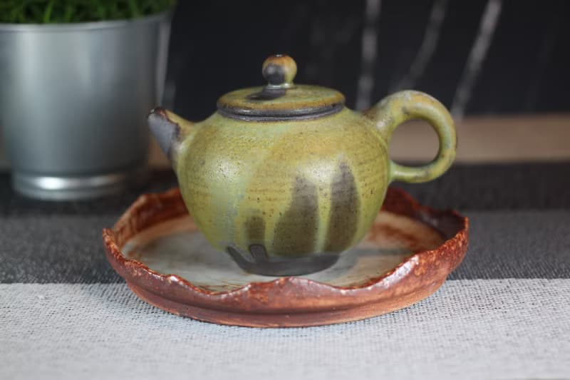 【送禮好物】200ml 上釉柴燒 手拉坯茶壺 鶯歌名家葉敏祥作品