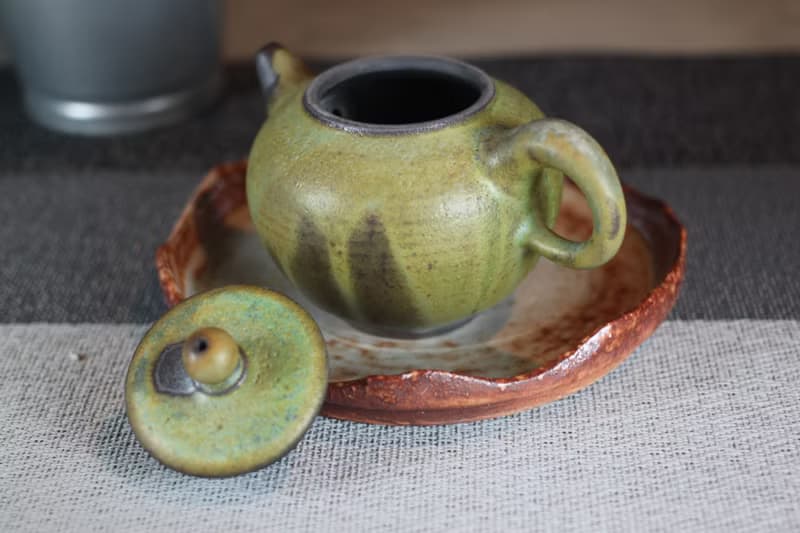 【送禮好物】200ml 上釉柴燒 手拉坯茶壺 鶯歌名家葉敏祥作品
