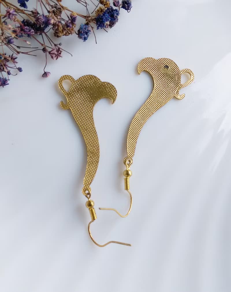 Vintage Jewelry 西洋古董飾品 捲曲花卉 景泰藍 耳勾 針式耳環