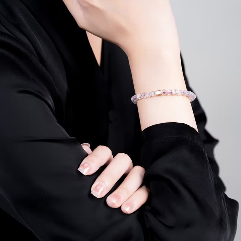 透體拉絲貓眼紫鋰輝 | 天然能量手串 | 8-9mm