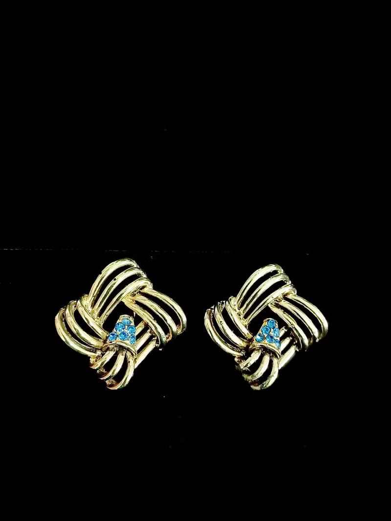 vintage jewelry  古董簍空四環萊茵夾式耳環