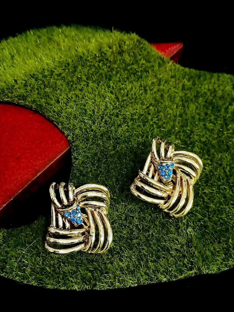 vintage jewelry  古董簍空四環萊茵夾式耳環