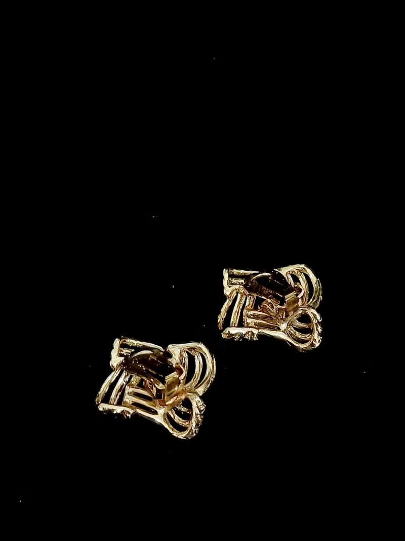 vintage jewelry  古董簍空四環萊茵夾式耳環