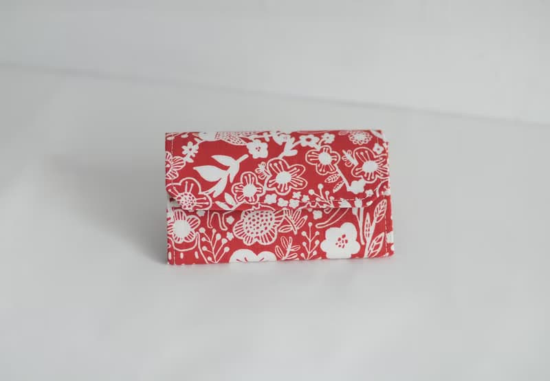 貓鳥與花/京都棉麻布+紙零錢包卡片夾/1983ERXspicaの庭 幸運錢包