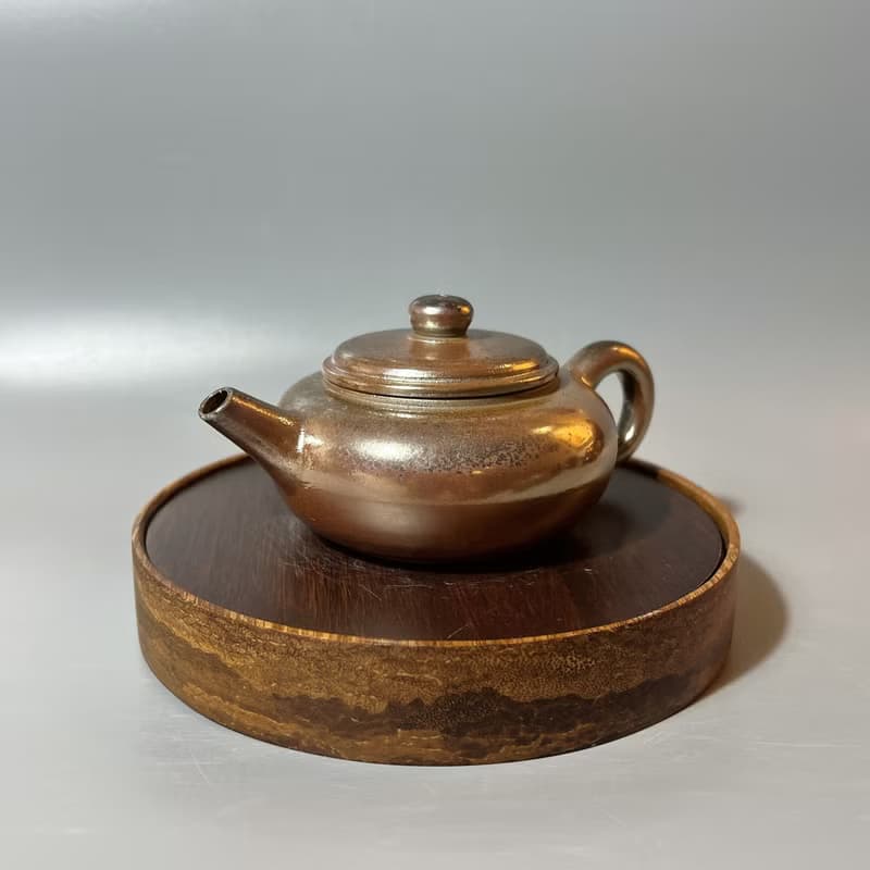柴燒金彩扁平茶壺 / 扁平茶壺 / 小平凡手作