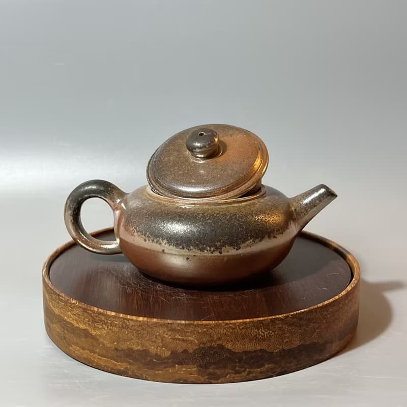柴燒金彩扁平茶壺 / 扁平茶壺 / 小平凡手作