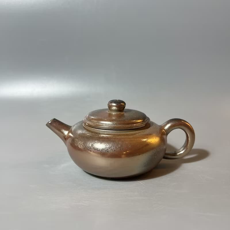 柴燒金彩扁平茶壺 / 扁平茶壺 / 小平凡手作