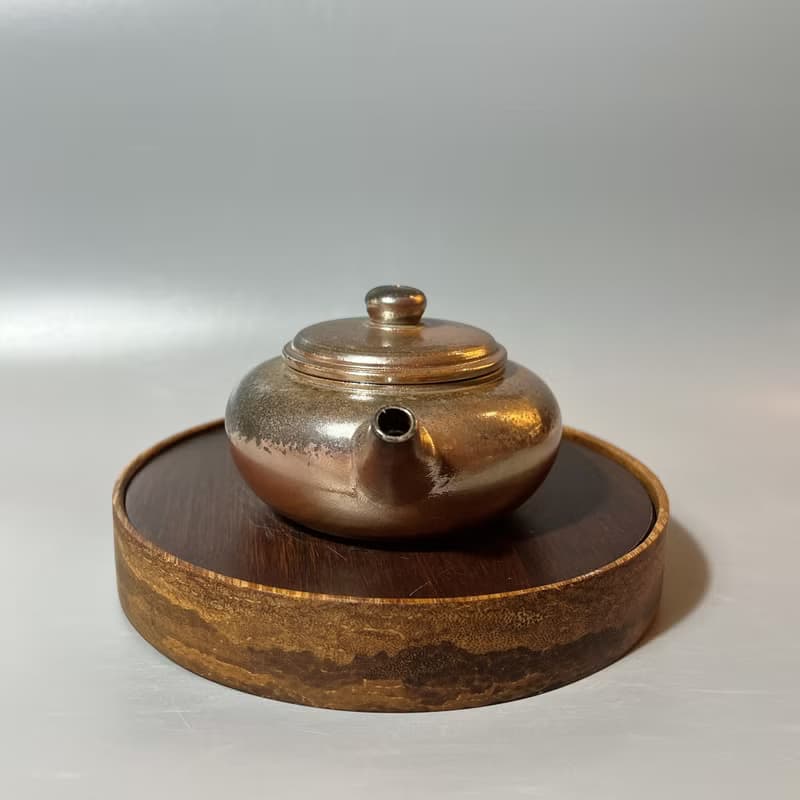 柴燒金彩扁平茶壺 / 扁平茶壺 / 小平凡手作