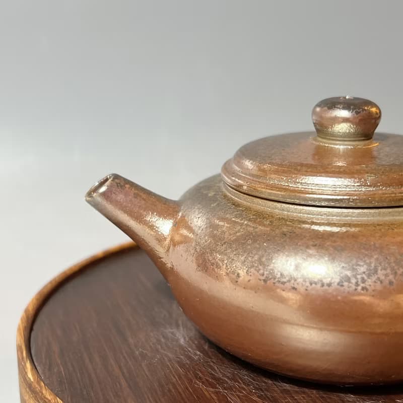 柴燒金彩扁平茶壺 / 扁平茶壺 / 小平凡手作