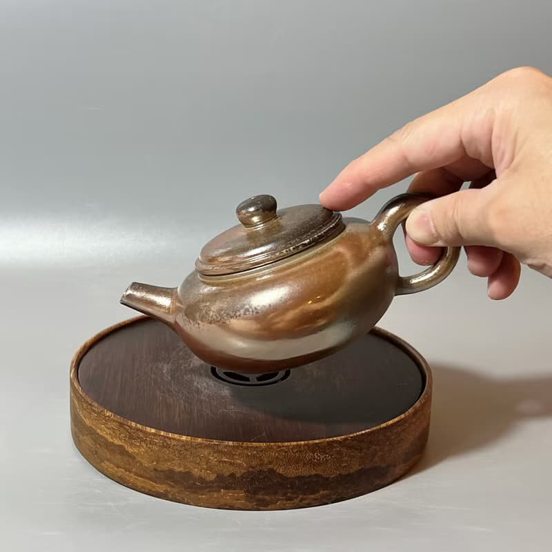柴燒金彩扁平茶壺 / 扁平茶壺 / 小平凡手作