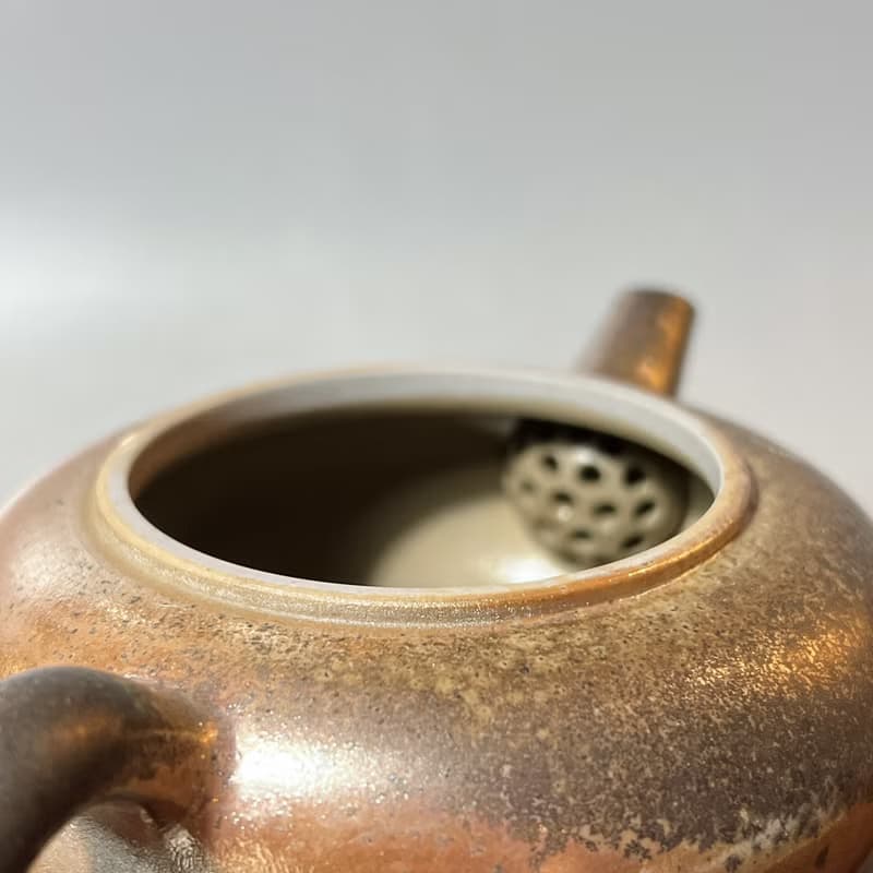 柴燒金彩扁平茶壺 / 扁平茶壺 / 小平凡手作