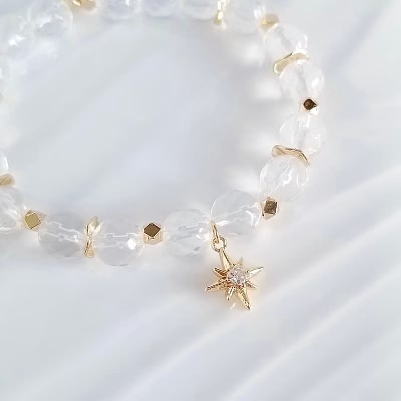 白水晶芒星吊墜靈氣手鍊 | 淨化負能量 強化氣場 舒緩焦慮 專注力